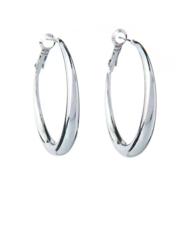 Links Rhodium Plated Earrings - 4 cm by The Gem Stories, featuring sleek and elegant hoop design with a modern twist.